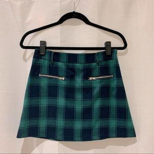 Green and Navy Plaid Mini Skirt | SEEK the Label from LF Stores / LF SoHo